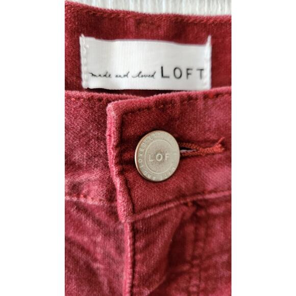 Loft 552423 Women's size 32/14 Maroon Velvet Wide Leg Trousers Pants (C4) - Picture 6 of 8